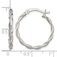 Sterling Silver Polished Braided 22mm Hoop Earrings view 4