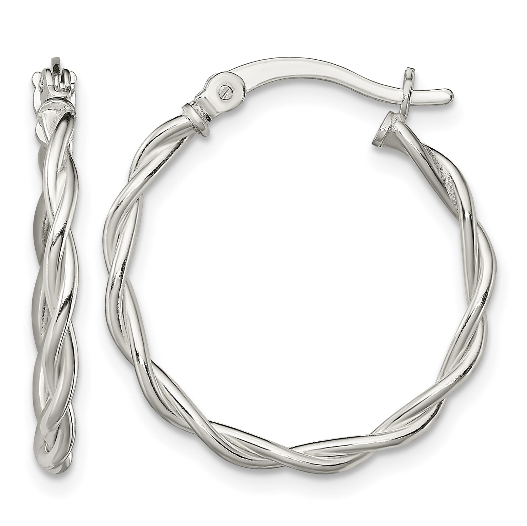 Sterling Silver Polished Braided Hoop Earrings (QE13242)