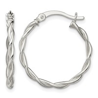Sterling Silver Polished Braided 22mm Hoop Earrings view 1