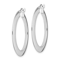 Sterling Silver RH-plated Polished Knife Edge 2mm Round Hoop Earrings view 2