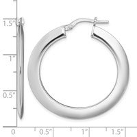 Sterling Silver RH-plated Polished Knife Edge 2mm Round Hoop Earrings view 4
