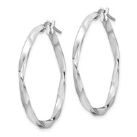 Sterling Silver Rhodium-plated Polished Twisted 2.5x 30mm Hoop Earrings view 2