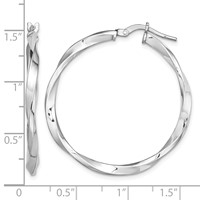 Sterling Silver Rhodium-plated Polished Twisted 2.5x 30mm Hoop Earrings view 4