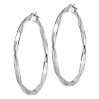 Sterling Silver Rhodium-plated Polished Twisted 2.5x 40mm Hoop Earrings view 2