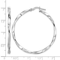 Sterling Silver Rhodium-plated Polished Twisted 2.5x 40mm Hoop Earrings view 4