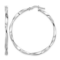 Sterling Silver Rhodium-plated Polished Twisted 2.5x 40mm Hoop Earrings view 1