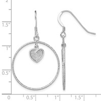Sterling Silver RH-plated D C Enamel Glitter Fabric Heart in Circle Earring view 4