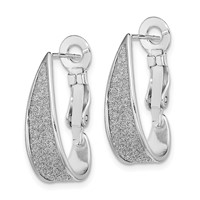 Sterling Silver RH-pltd Enamel Glitter Fabric Omega Back J-Hoop Earrings view 2