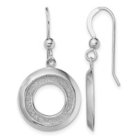 Sterling Silver RH-plated Enamel Glitter Fabric Circle Dangle Earrings view 1