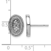 Sterling Silver Rhodium-plated Enamel Glitter Fabric Earring with CZ Oval Post view 4