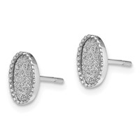 Sterling Silver Rhodium-plated Enamel Glitter Fabric Oval Post Earrings view 2