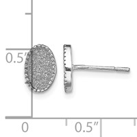 Sterling Silver Rhodium-plated Enamel Glitter Fabric Oval Post Earrings view 4