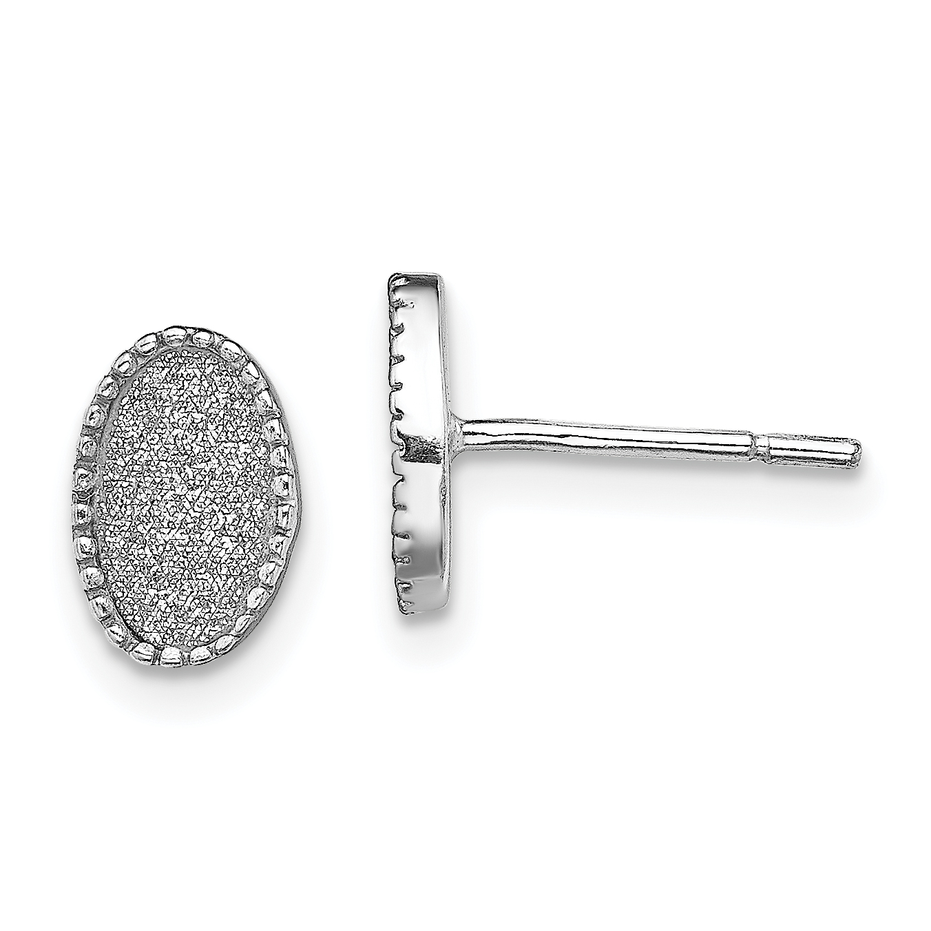 Sterling Silver Rhodium-plated Enamel Glitter Fabric Oval Post Earrings (QE13286)