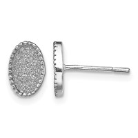 Sterling Silver Rhodium-plated Enamel Glitter Fabric Oval Post Earrings view 1