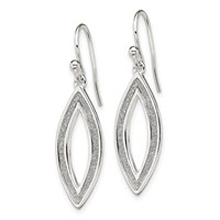 Sterling Silver Polished Enamel Glitter Fabric Marquise Dangle Earrings view 2