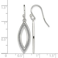 Sterling Silver Polished Enamel Glitter Fabric Marquise Dangle Earrings view 4