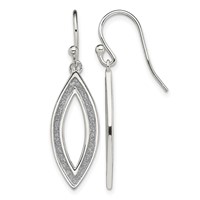 Sterling Silver Polished Enamel Glitter Fabric Marquise Dangle Earrings view 1