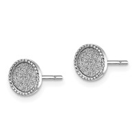 Sterling Silver Rhodium-plated Enamel Glitter Fabric Round Post Earrings view 2