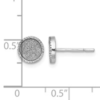 Sterling Silver Rhodium-plated Enamel Glitter Fabric Round Post Earrings view 4