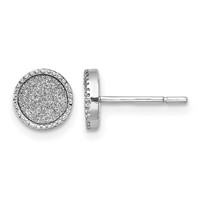 Sterling Silver Rhodium-plated Enamel Glitter Fabric Round Post Earrings view 1