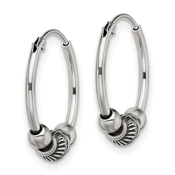 Sterling Silver Antiqued Endless Hoop Earrings