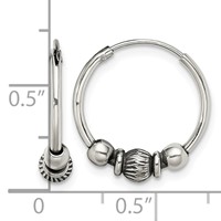 Sterling Silver Antiqued Beaded Endless Hoop Earrings view 4