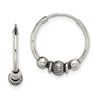 Sterling Silver Antiqued Endless Hoop Earrings