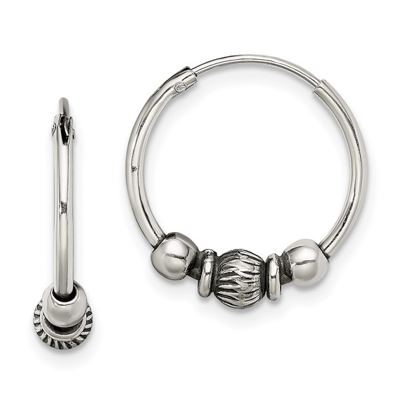 Sterling Silver Antiqued Endless Hoop Earrings