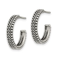 Sterling Silver Antiqued Hoop Post Earrings view 2