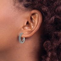 Sterling Silver Antiqued Hoop Post Earrings view 3