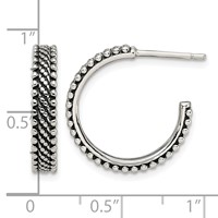 Sterling Silver Antiqued Hoop Post Earrings view 4