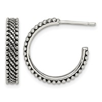 Sterling Silver Antiqued Hoop Post Earrings view 1