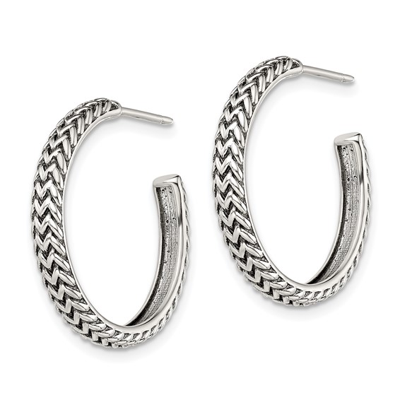 Sterling Silver Antiqued C-hoop Post Earrings