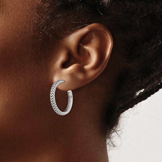 Sterling Silver Antiqued C-hoop Post Earrings