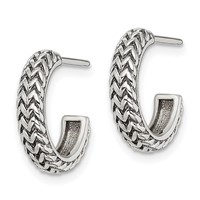 Sterling Silver Antiqued Small ZigZag Hoop Post Earrings view 2