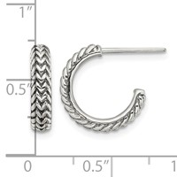 Sterling Silver Antiqued Small ZigZag Hoop Post Earrings view 4