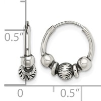 Sterling Silver Antiqued Beaded Endless Hoop Earrings view 4