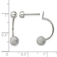 Sterling Silver Polished Laser-cut Bead Jackets Earrings with Button view 4