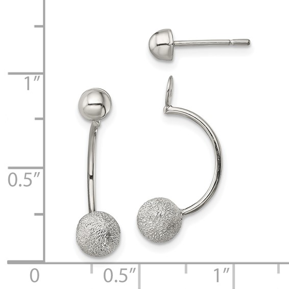 Sterling Silver Polished Laser-cut Bead Jackets w/Button Earrings