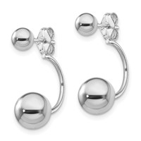 Sterling Silver Rhodium-plated Front and Back Ball Post Earrings view 2