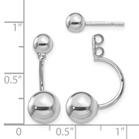 Sterling Silver Rhodium-plated Front and Back Ball Post Earrings view 4