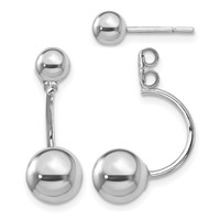 Sterling Silver Rhodium-plated Front and Back Ball Post Earrings view 1