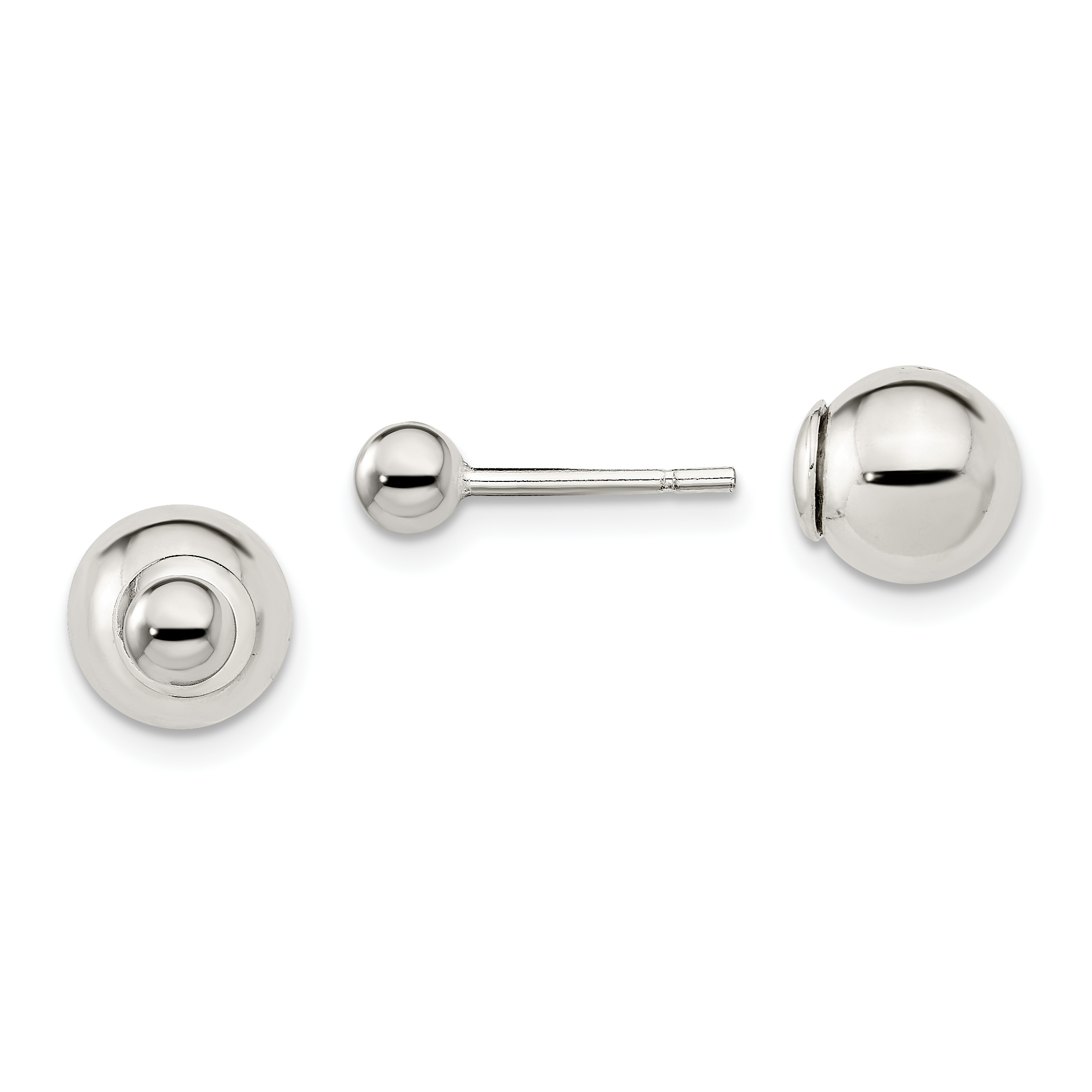 Sterling Silver Polished 4mm/8mm Ball Front Back Post Earrings (QE13319)