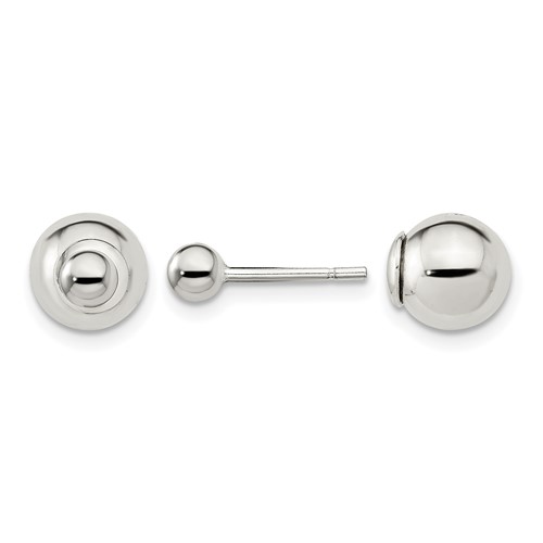 Sterling Silver Polished 4mm 8mm Ball Front Back Post Earrings