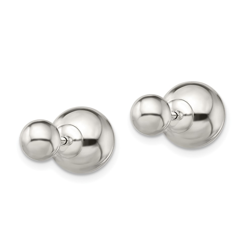 Sterling Silver Polished 6mm/10mm Ball Front Back Post Earrings (QE13321)