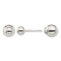 Sterling Silver Polished 6mm 10mm Ball Front Back Post Earrings view 1
