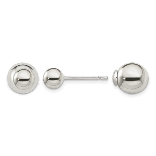 Sterling Silver Polished 6mm 10mm Ball Front Back Post Earrings