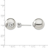 Sterling Silver Polished Earrings with 6mm CZ Front Back Post view 4