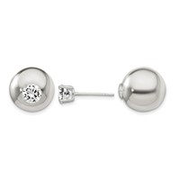Sterling Silver Polished Earrings with 6mm CZ Front Back Post view 1