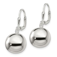 Sterling Silver 14mm Ball Dangle Leverback Earrings view 2